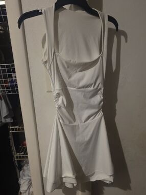 Women's White Sleeveless Fit & Flare Dress